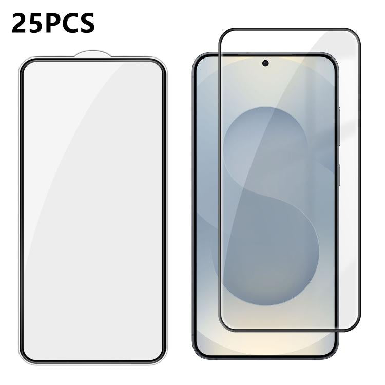 For Galaxy S25 5G 25pcs High-Aluminum Full-Coverage Anti-Fingerprint Screen-Printed HD Tempered Glass Film