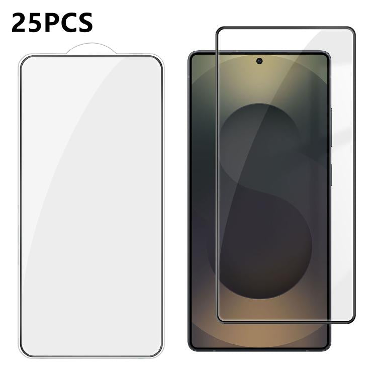 For Galaxy S25 Ultra 5G 25pcs High-Aluminum Full-Coverage Anti-Fingerprint Screen-Printed HD Tempered Glass Film