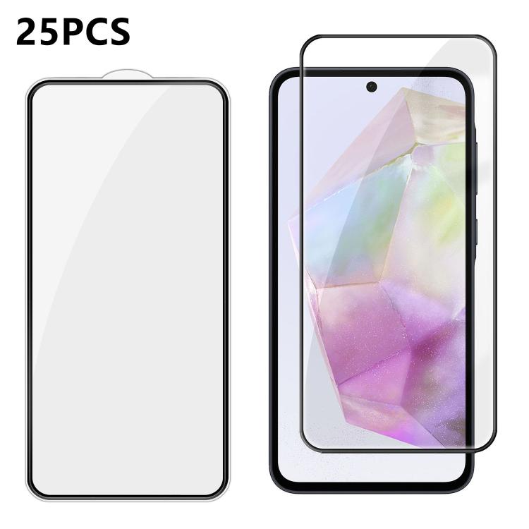 For Galaxy A35 5G 25pcs High-Aluminum Full-Coverage Anti-Fingerprint Screen-Printed HD Tempered Glass Film