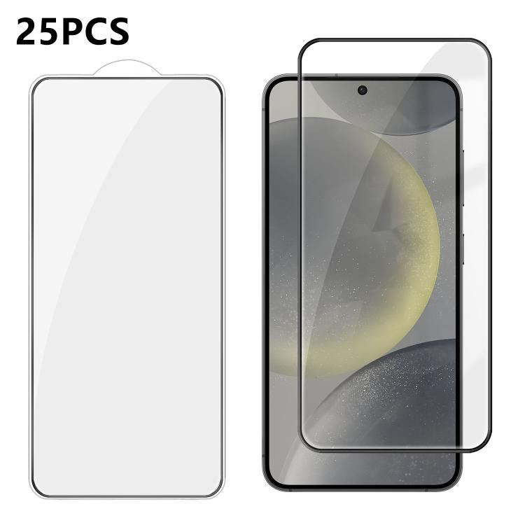 For Galaxy S24+ 5G 25pcs High-Aluminum Full-Coverage Anti-Fingerprint Screen-Printed HD Tempered Glass Film