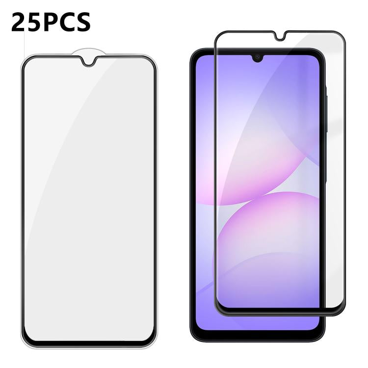 For Galaxy A07 25pcs High-Aluminum Full-Coverage Anti-Fingerprint Screen-Printed HD Tempered Glass Film