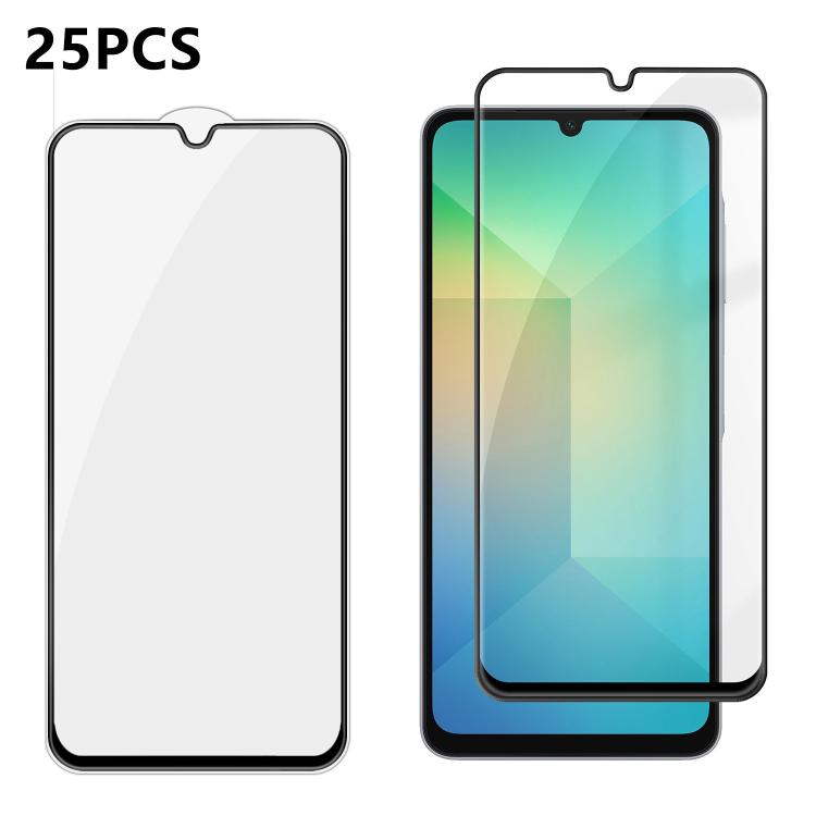 For Galaxy A06 25pcs High-Aluminum Full-Coverage Anti-Fingerprint Screen-Printed HD Tempered Glass Film