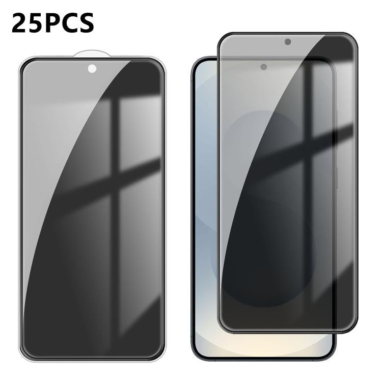 For Galaxy S25 5G 25pcs High-Aluminum Full-Coverage Anti-Fingerprint Screen-Printed Privacy Tempered Glass Film