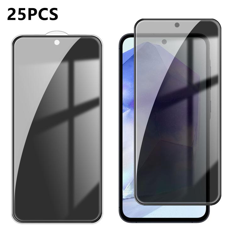 For Galaxy A55 5G 25pcs High-Aluminum Full-Coverage Anti-Fingerprint Screen-Printed Privacy Tempered Glass Film