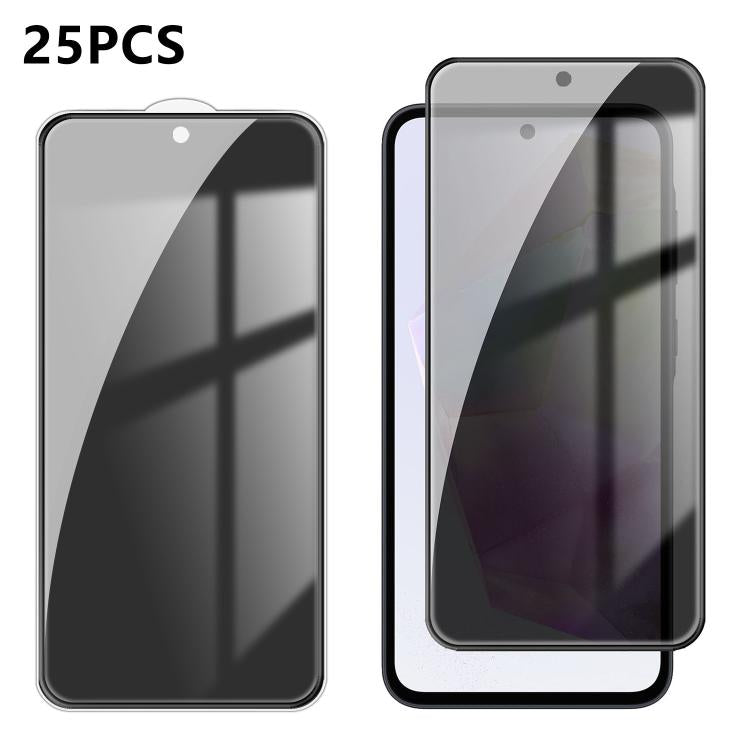For Galaxy A35 5G 25pcs High-Aluminum Full-Coverage Anti-Fingerprint Screen-Printed Privacy Tempered Glass Film