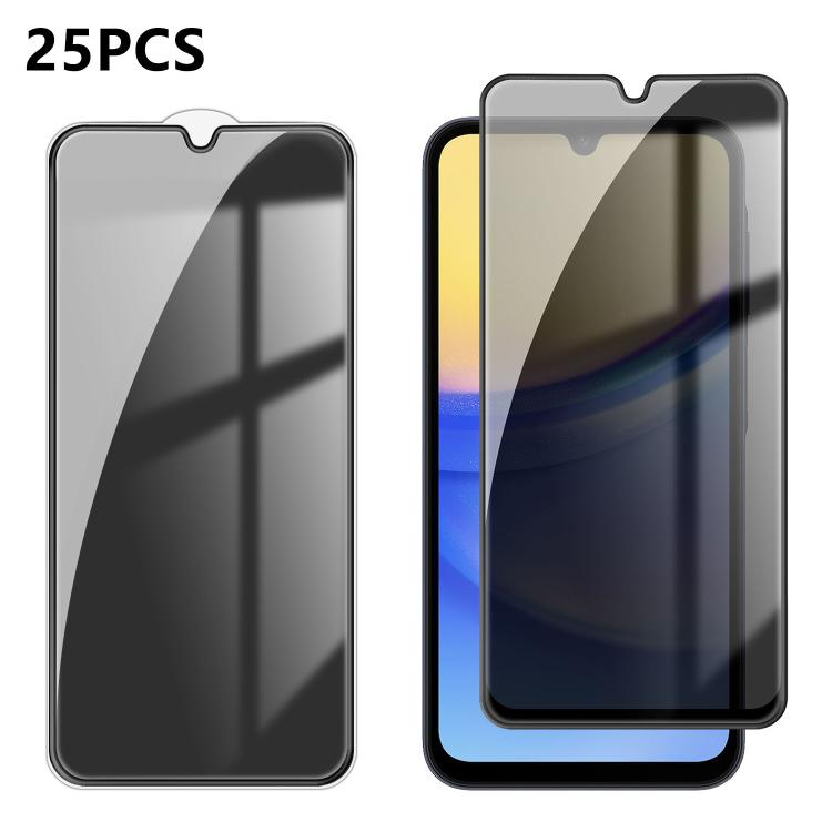 For Galaxy A15 25pcs High-Aluminum Full-Coverage Anti-Fingerprint Screen-Printed Privacy Tempered Glass Film