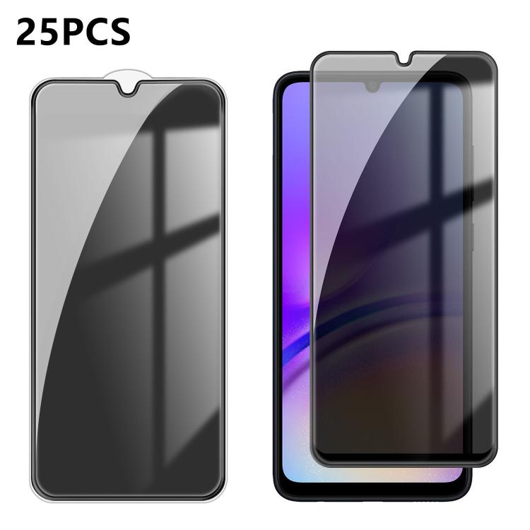 For Galaxy A05 25pcs High-Aluminum Full-Coverage Anti-Fingerprint Screen-Printed Privacy Tempered Glass Film
