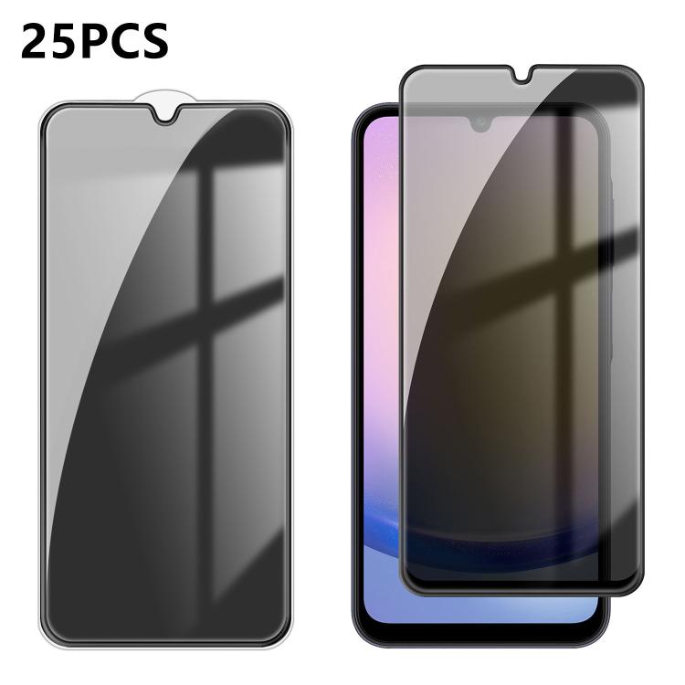 For Galaxy A25 5G 25pcs High-Aluminum Full-Coverage Anti-Fingerprint Screen-Printed Privacy Tempered Glass Film