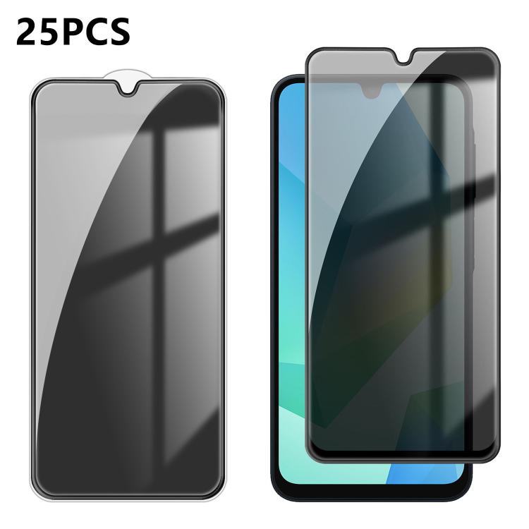 For Galaxy A16 25pcs High-Aluminum Full-Coverage Anti-Fingerprint Screen-Printed Privacy Tempered Glass Film