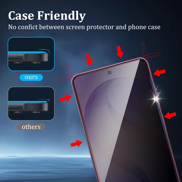 For Galaxy A15 25pcs High-Aluminum Full-Coverage Anti-Fingerprint Screen-Printed Privacy Tempered Glass Film