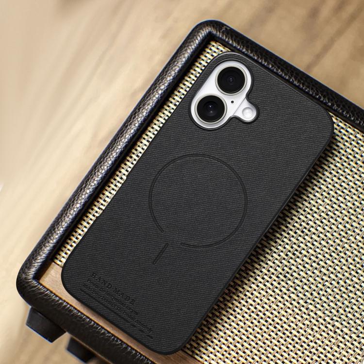 For iPhone 17 Fabric Magnetic PU Back Cover Phone Case