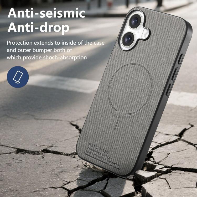For iPhone 17 Fabric Magnetic PU Back Cover Phone Case