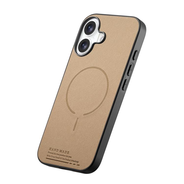 For iPhone 17 Fabric Magnetic PU Back Cover Phone Case