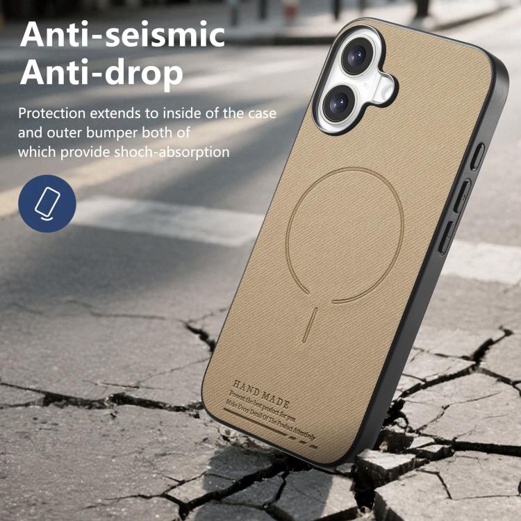 For iPhone 17 Fabric Magnetic PU Back Cover Phone Case