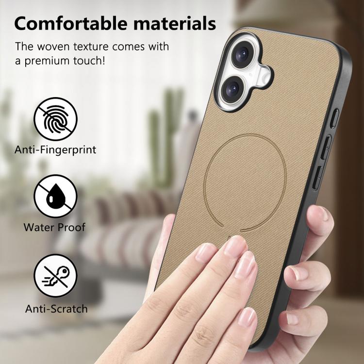 For iPhone 17 Fabric Magnetic PU Back Cover Phone Case