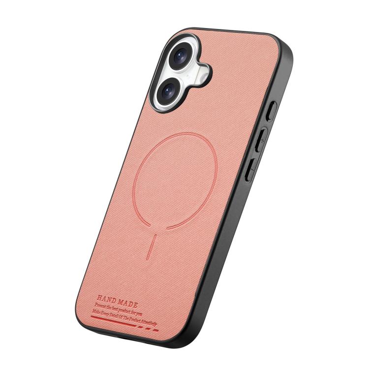 For iPhone 17 Fabric Magnetic PU Back Cover Phone Case