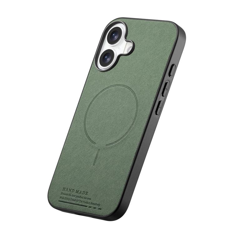 For iPhone 16 Fabric Magnetic PU Back Cover Phone Case