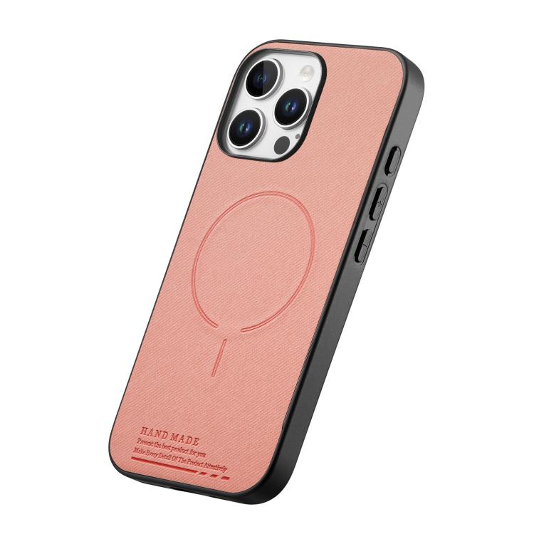 For iPhone 15 Fabric Magnetic PU Back Cover Phone Case