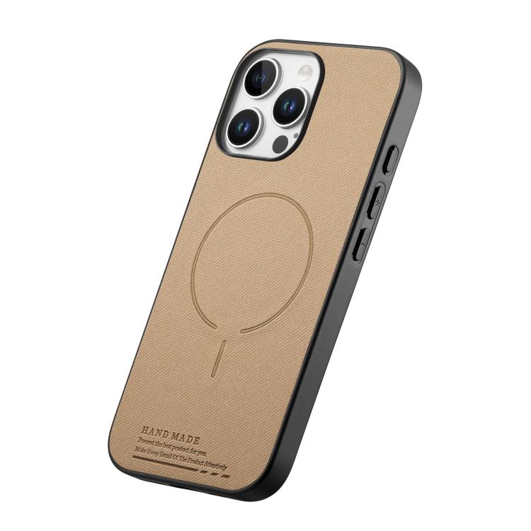 For iPhone 15 Pro Fabric Magnetic PU Back Cover Phone Case