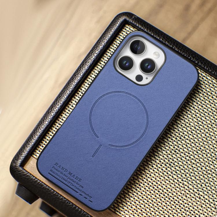For iPhone 15 Pro Max Fabric Magnetic PU Back Cover Phone Case