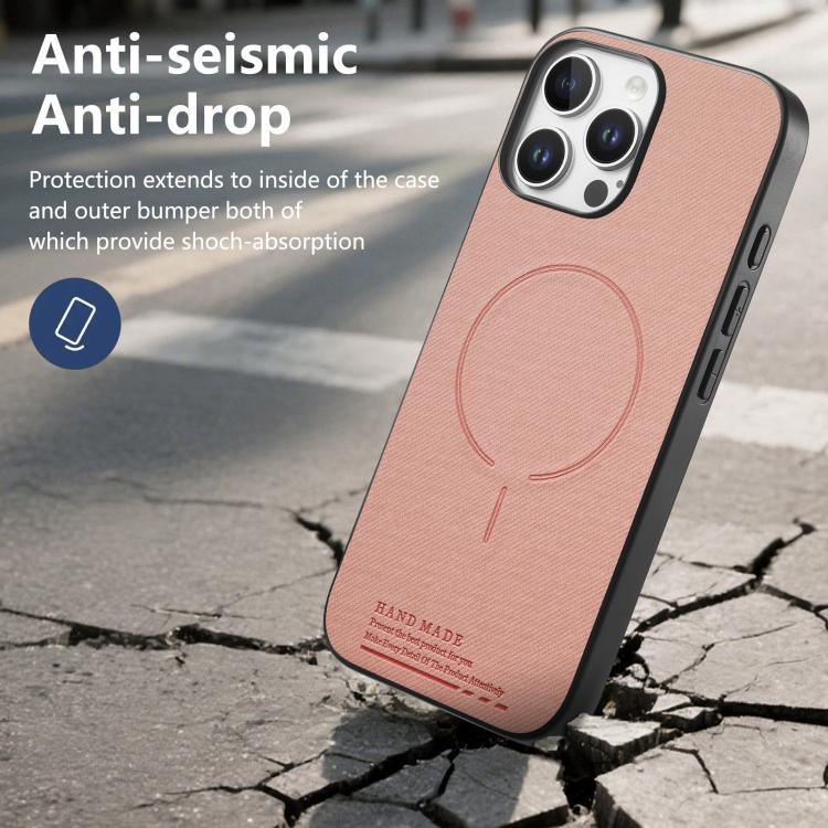 For iPhone 15 Pro Max Fabric Magnetic PU Back Cover Phone Case