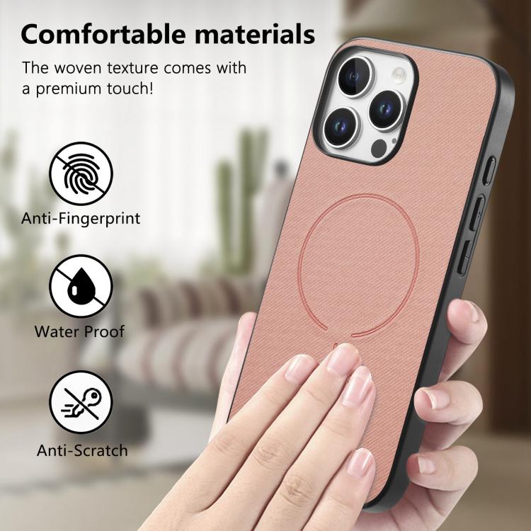 For  iPhone 14 Plus Fabric Magnetic PU Back Cover Phone Case