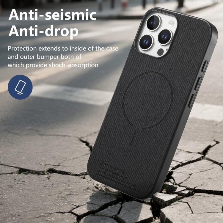 For iPhone 14 Pro Fabric Magnetic PU Back Cover Phone Case