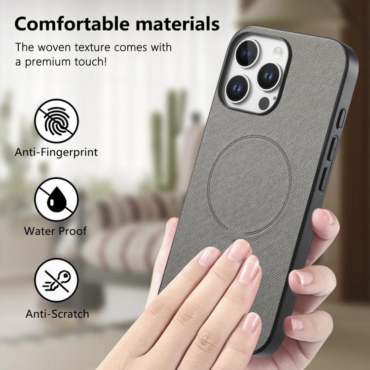 For iPhone 13 Fabric Magnetic PU Back Cover Phone Case