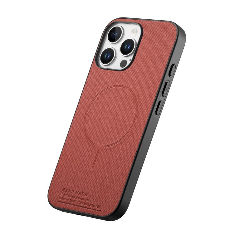 For iPhone 13 Fabric Magnetic PU Back Cover Phone Case