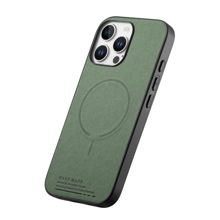 For iPhone 13 Fabric Magnetic PU Back Cover Phone Case