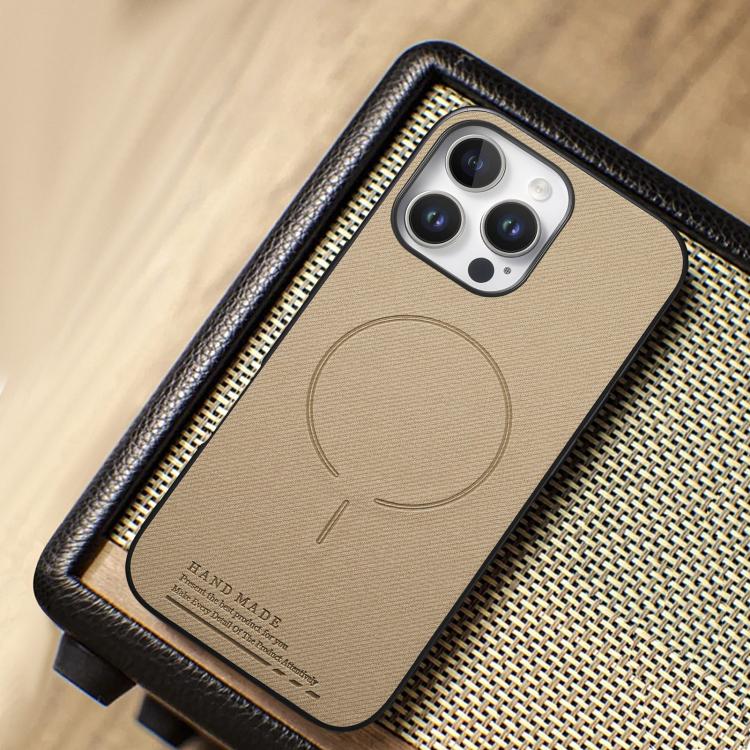 For iPhone 13 Fabric Magnetic PU Back Cover Phone Case