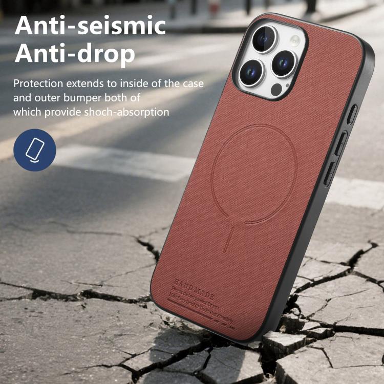 For iPhone 13 Pro Fabric Magnetic PU Back Cover Phone Case