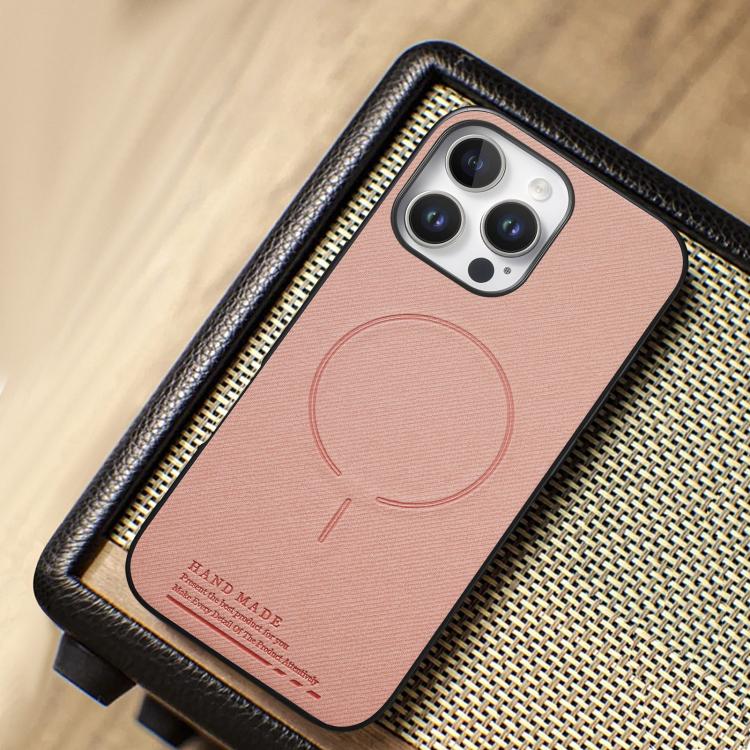 For iPhone 12 / 12 Pro Fabric Magnetic PU Back Cover Phone Case