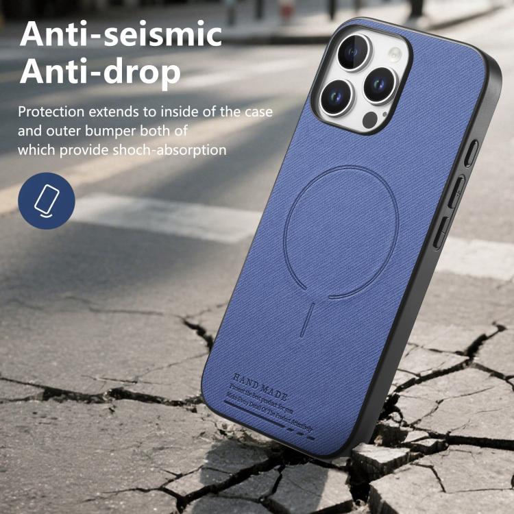 For iPhone 12 Pro Max Fabric Magnetic PU Back Cover Phone Case