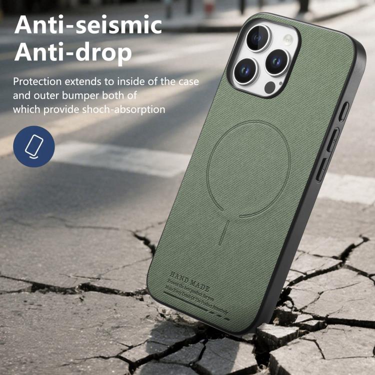 For iPhone 12 Pro Max Fabric Magnetic PU Back Cover Phone Case