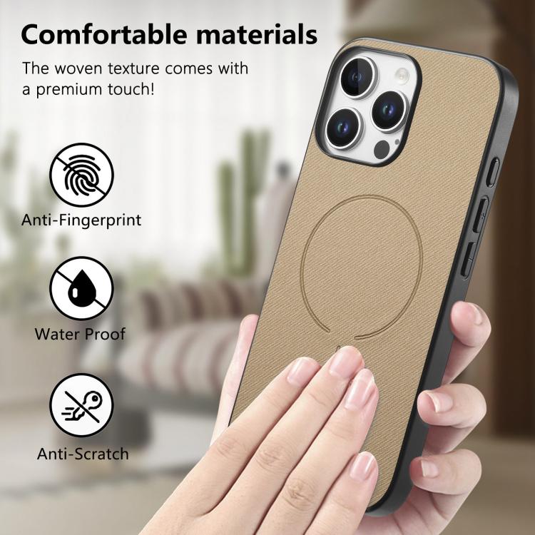 For iPhone 12 Pro Max Fabric Magnetic PU Back Cover Phone Case