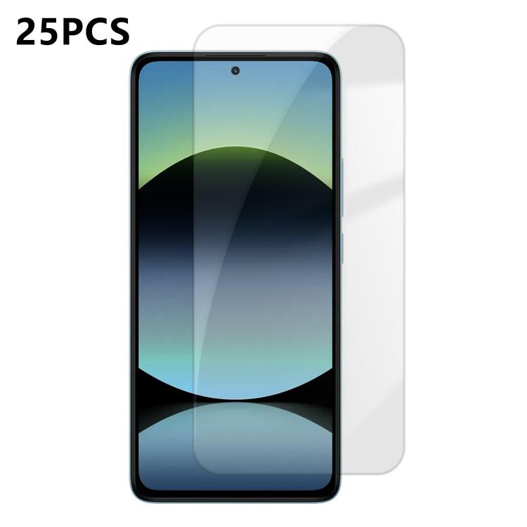 For Redmi Note 14 25pcs High-Aluminum Semi-Screen Anti-Fingerprint HD Tempered Glass Film