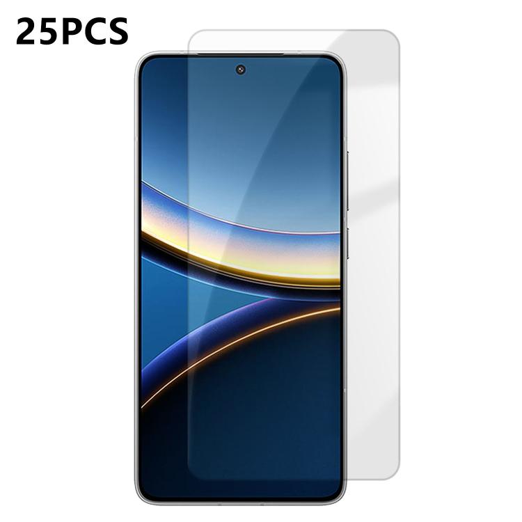For Xiaomi Poco F7 Pro 25pcs High-Aluminum Semi-Screen Anti-Fingerprint HD Tempered Glass Film