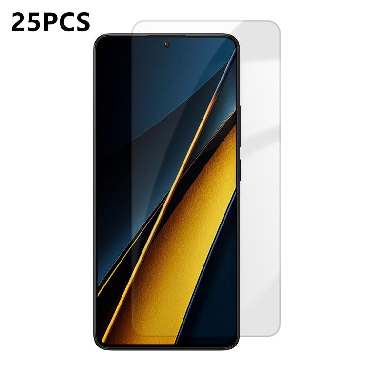 For Xiaomi Poco X6 Pro 5G 25pcs High-Aluminum Semi-Screen Anti-Fingerprint HD Tempered Glass Film