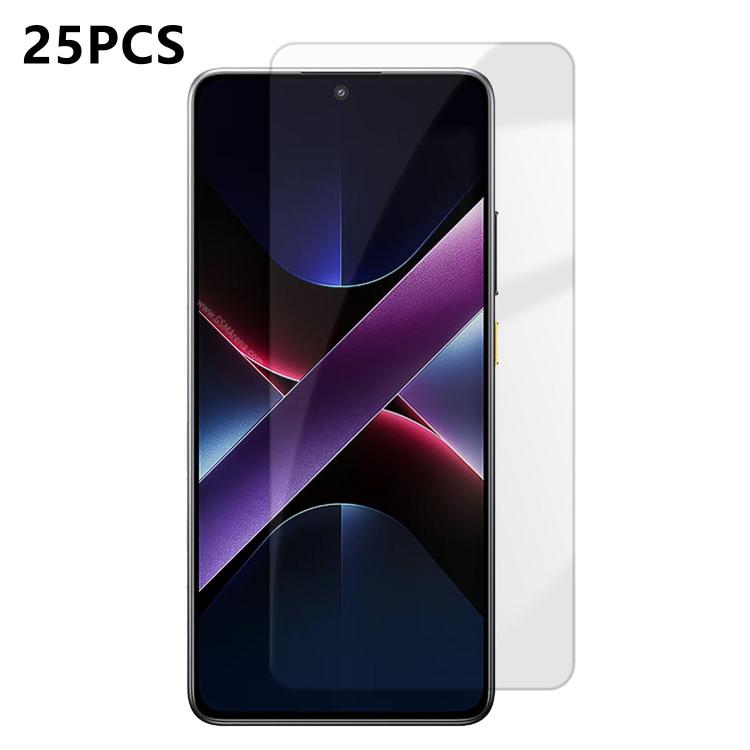 For Xiaomi Poco X7 Pro 25pcs High-Aluminum Semi-Screen Anti-Fingerprint HD Tempered Glass Film