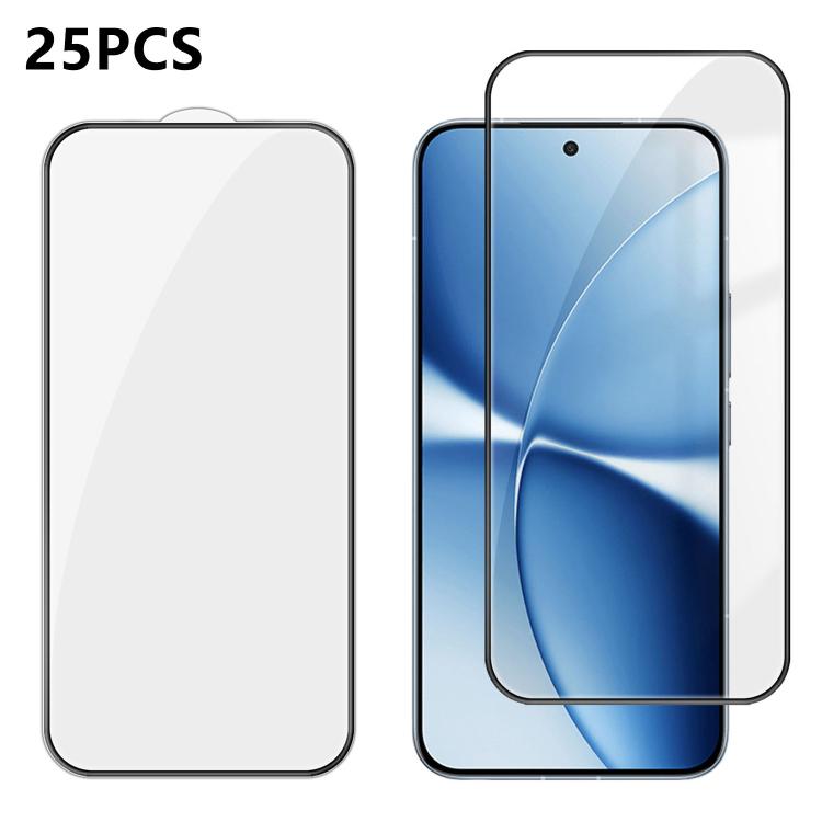 For Redmi Turbo 5 Max / Poco X8 Pro Max 5G 25pcs High-Aluminum Full-Coverage Anti-Fingerprint Screen-Printed HD Tempered Glass Film