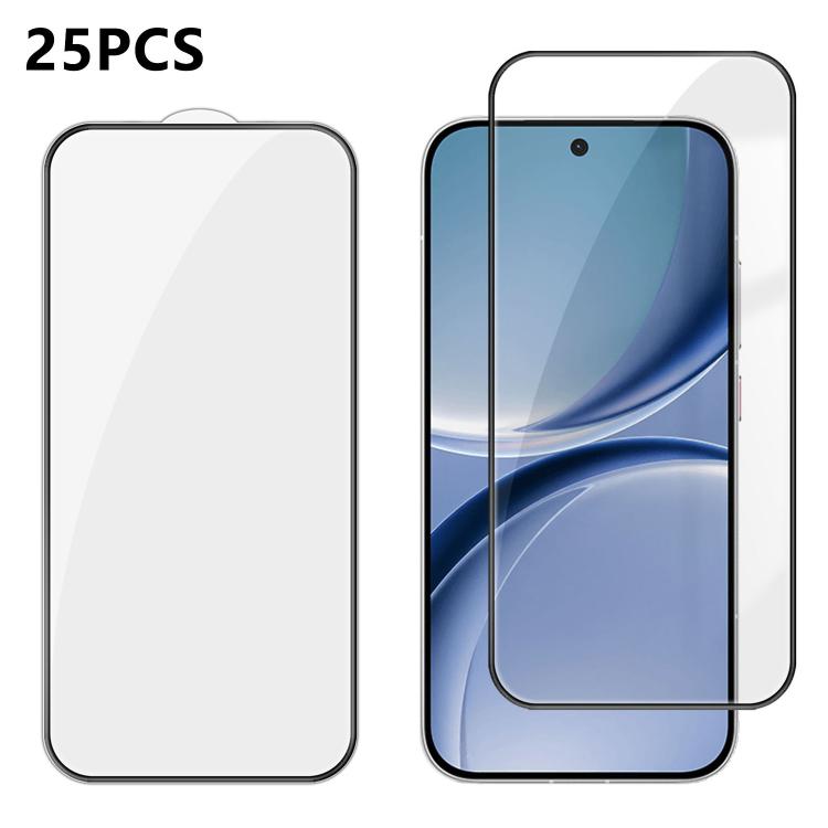 For Redmi Turbo 5 / Poco X8 Pro 5G 25pcs High-Aluminum Full-Coverage Anti-Fingerprint Screen-Printed HD Tempered Glass Film