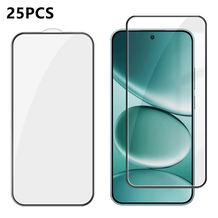 For Redmi Note 15 Pro 5G Global 163.6mm 25pcs High-Aluminum Full-Coverage Anti-Fingerprint Screen-Printed HD Tempered Glass Film