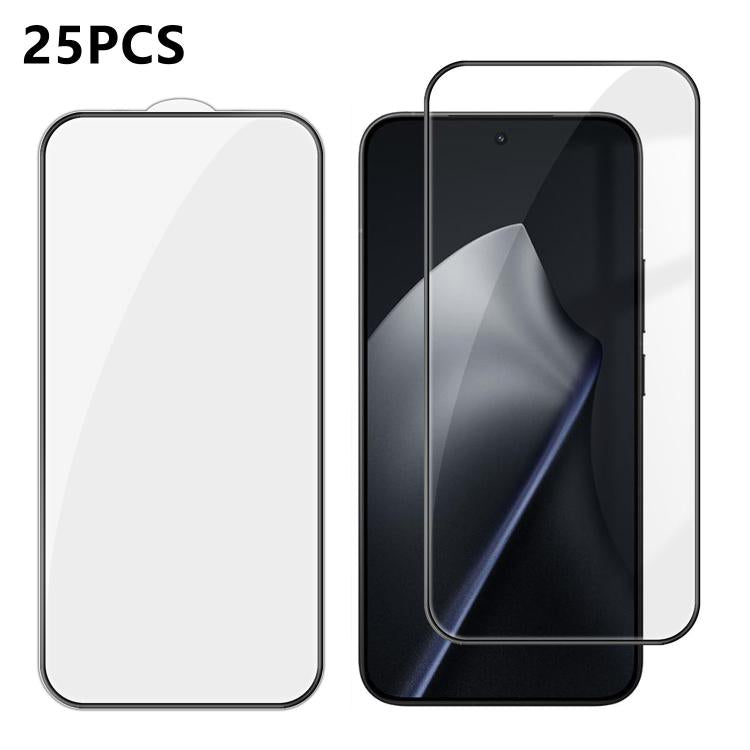 For Xiaomi 15T 25pcs High-Aluminum Full-Coverage Anti-Fingerprint Screen-Printed HD Tempered Glass Film