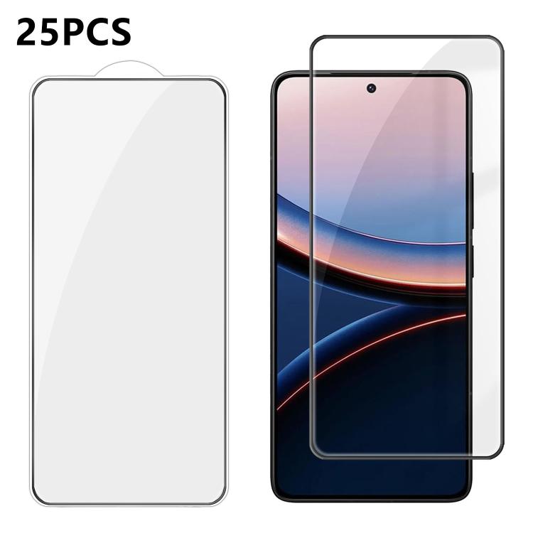 For Xiaomi Poco F7 Ultra 25pcs High-Aluminum Full-Coverage Anti-Fingerprint Screen-Printed HD Tempered Glass Film