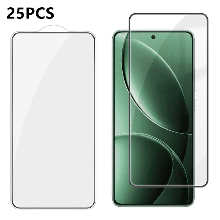 For Redmi K80 Pro 25pcs High-Aluminum Full-Coverage Anti-Fingerprint Screen-Printed HD Tempered Glass Film