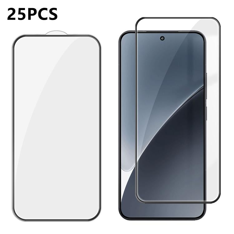 For Xiaomi 15 25pcs High-Aluminum Full-Coverage Anti-Fingerprint Screen-Printed HD Tempered Glass Film