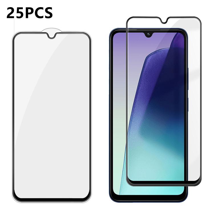 For Redmi 14C 25pcs High-Aluminum Full-Coverage Anti-Fingerprint Screen-Printed HD Tempered Glass Film