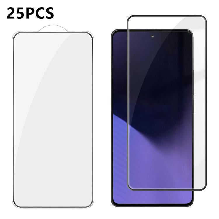 For Xiaomi Poco X6 Neo 5G 25pcs High-Aluminum Full-Coverage Anti-Fingerprint Screen-Printed HD Tempered Glass Film