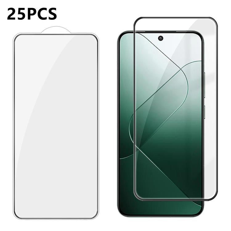 For Xiaomi 14 25pcs High-Aluminum Full-Coverage Anti-Fingerprint Screen-Printed HD Tempered Glass Film